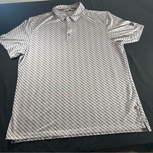 7 Diamonds Geometric Blue and White Polo Shirt size large